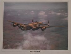 A print of an Avro Lancaster. H.49 W.58cm