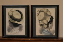 A pair of framed and glazed coloured pencil portraits, signed.