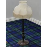 1920's turned oak column table lamp, 60 cm to the top of the bulb holder. UK Postage £20.