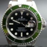 Rolex Submariner with a green bezel, dating from 2004 and with the 'Flat 4'. It has an F serial