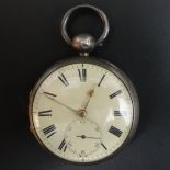 Victorian silver, open face, fusee movement pocket watch, Chester 1891. 77 mm x 55 mm. UK Postage £