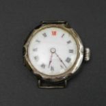 Vintage Sterling silver 'Red 12' trench watch, Edinburgh 1928 import mark. 26 mm diameter (excluding