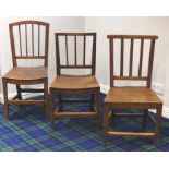 Three 19th century elm and oak country dining chairs. 44 cm wide. Collection only.