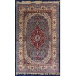 Duck egg blue ground, Kashmir, floral medallion design rug. 170 x 120 cm. UK Postage £30