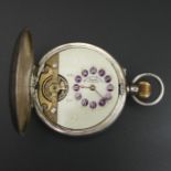 Silver full hunter, Hebdomas movement pocket watch, London import mark for 1911. 70 x 50 mm. UK