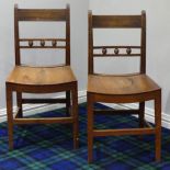 A pair of Victorian oak dining chairs. 43.5 cm wide. Collection only.