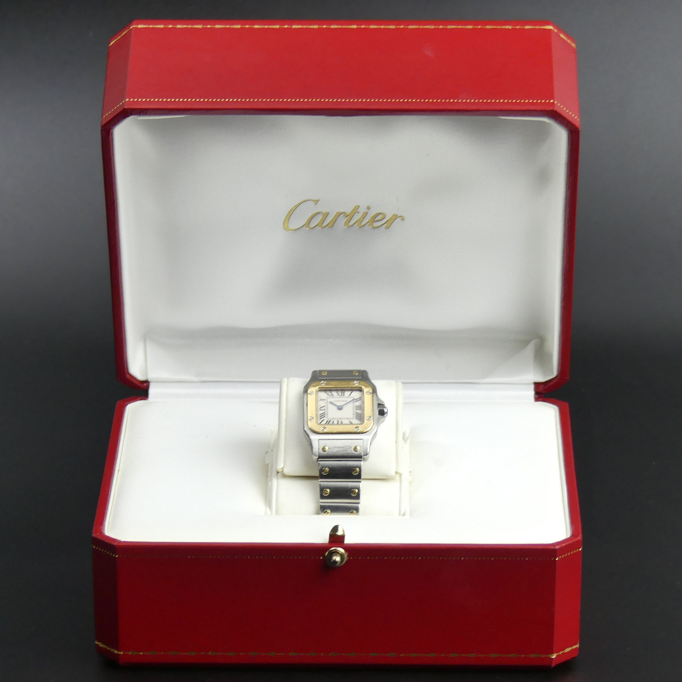 Ladies 18ct and Stainless Steel Cartier Santos quartz watch, with the original box and papers. Watch - Image 2 of 5