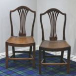 A 19th century pair of elm and beech country dining chairs. Collection only.