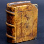 19th century yew wood, book form, secret compartment, snuff box. 70 x 56 x 29 mm. UK Postage £12.