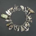 Stirling silver charm bracelet. 37 grams. UK Postage £10.