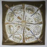 Boxed Hermes Hunting Scene design silk scarf. 88 cm square. UK Postage £15.