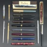 17 Parker, Conway Stewart and other pens and pencils. UK Postage £15.