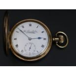 Thomas Russell & son gold plated half hunter pocket watch. 70 mm x 50 mm. UK Postage £10.
