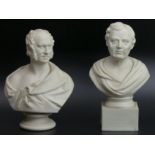 A Victorian Parian Ware bust of Lord Palmerston and one of Daniel O'Connell. 22 cm & 24 cm. UK