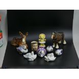 China ornaments including Nao ducks and a Royal Doulton Tessie Bear figure. Horse 16.5 cm. UK