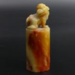 Chinese carved soapstone figural seal. 52 mm high. UK Postage £10.