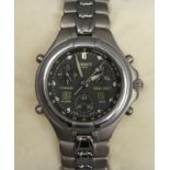 Tissot Titanium Digital-Analogue Chronograph Alarm wristwatch and box. 40 mm dial (excluding