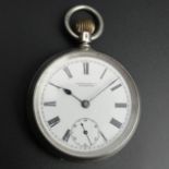 Edwardian silver open face pocket watch, Oldfields Ltd Liverpool, London 1908. 49 mm in diameter x