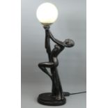 Classic Art Deco style figural lamp. 69 cm. UK Postage £30.