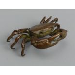 Finely modelled bronze figure of a crab. 11 cm wide. UK Postage £15.