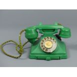 Green Bakelite art deco telephone 1/2 32F. UK Postage £20.