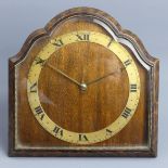 A stylish Art Deco walnut and brass easel back mantel clock. 20 cm x 21 cm. UK Postage £15.