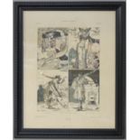 Gerlach's Allegorien framed original book plate no.64, depicting images of Poetry, Prose, Farce