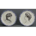 A pair of Royal Doulton Gibson Girls art pottery plates. 24 cm diameter. UK Postage £15.