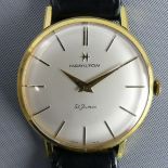 Vintage gold tone Hamilton manual wind watch, serial no. 53020-4. 34 mm diameter (Excluding the