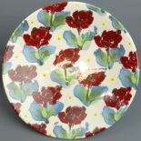 A Poole art pottery Poppy design bowl by Janice Tchalenko. 34.5 cm in diameter. UK Postage £20.