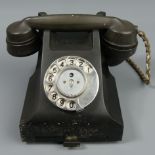 332F Black Bakelite telephone with a drawer to the front. UK Postage £20.