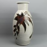 A large studio pottery vase with Tenmoku decoration, apparently un-signed. 43 cm high. UK Postage £