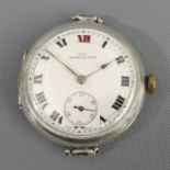 Military interest World War I 'Red 12' silver trench watch, London import mark for 1914. 36 mm