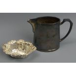 Edwardian pierced silver bon bon dish, Birmingham 1902 and a Mappin & Webb military issue silver
