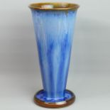 A large Denby Danesby vibrant blue glazed art pottery vase. 36.5 cm high. UK Postage £30.