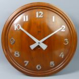 1930's Art Deco mahogany wall clock. 36 cm diameter. UK Postage £20.