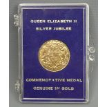 Queen Elizabeth II Silver Jubilee 9 carat gold commemorative medal. UK Postage £12.