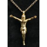 9ct gold Jesus Christ pendant on a 56 cm curb chain. 24 grams. Pendant 5 cm. UK Postage £12.