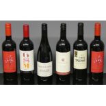 Six bottles of assorted red wines including Coonawarra cabernet sauvignon.