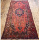 Heavy pile Iranian Naravan carpet with animal motif designs 300 x 130 cm. UK Postage £30.