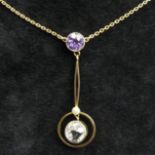 9 carat gold 'Edna May' pendant necklace, 3.7 grams. Chain 45 cm, pendant 4 cm. UK Postage £12.