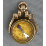 Victorian 9 carat gold compass and Carnelian swivel fob, Birmingham 1893. 21 mm wide. 7.2 grams.