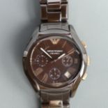 Emporio Armani AR-1447 gents stainless steel chronograph watch in the original case. 42 mm wide inc.