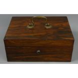Victorian rosewood jewellery box with brass handle and escutcheon. 23 cm wide x 10 cm high. UK