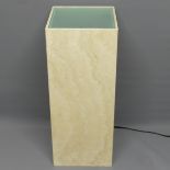 A Travertine marble illuminated pedestal. 76 x 30 cm.