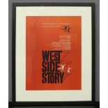 A framed and glazed West Side Story advertising print. 53 x 63 cm.