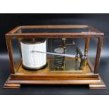 Early 20th century mahogany and glass cased Barograph. 36 cm long x 20 cm high. UK Postage £25.