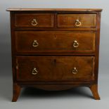 A Victorian mahogany miniature apprentice chest of two over two drawers on splayed bracket feet.