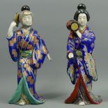 A pair of Japanese Imari Arita porcelain Geisha figures, circa 1890. 24 cm. UK Postage £18.
