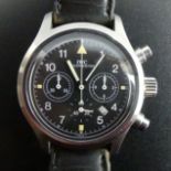 I.W.C stainless steel quartz black face, date adjust chronograph, serial number 2447730 Box & papers